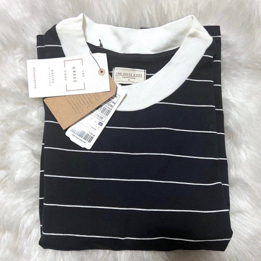 Penshoppe boxy stripes top bnew (Category: Shirts) located in Cainta. Submitted by kei_21 (Listing ID 1388380040, Image 3). Description: Closet cleanup sale Decluttering Bnew penshoppe (the dress code) With tag attached ₱399 Selling low! Size: xlarge May yellowish sa neckline kaya pa mwala pag labhan😊.