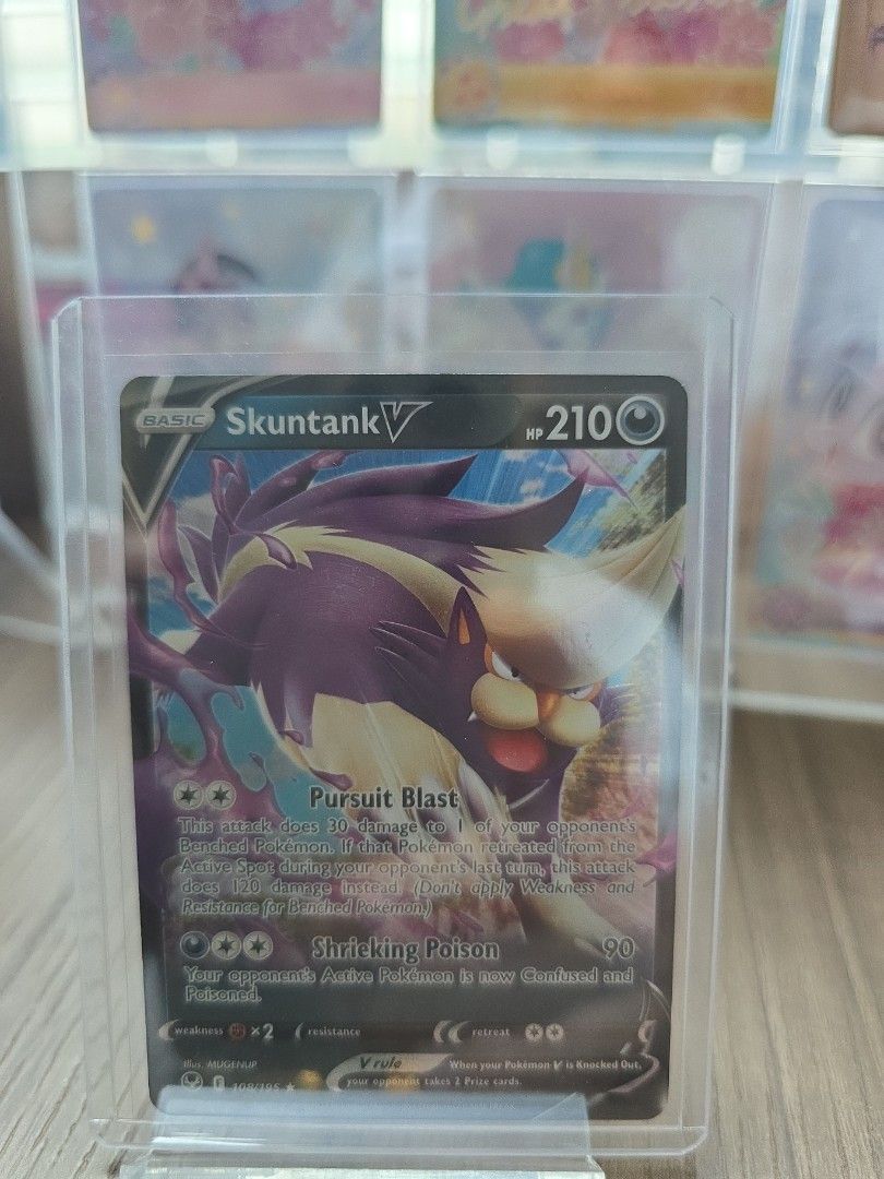 Pokemon TCG Skuntank V Card, Hobbies & Toys, Toys & Games on Carousell