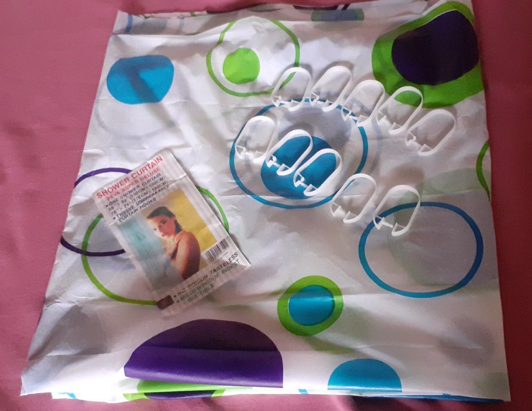 Shower Curtain (Category: Bathtub & Bath Accessories) located in Quezon City. Submitted by chacha30.s (Listing ID 1388389565, Image 3). Description: •Shower Curtain, 10 hooks •Text me at 09277152134 •Buy na po kayo/Offer lang po kayooo.. •Bili na po/Bili na po kayo sa shop ko.. •Manipis lang po •Personal use nyo po o pang regalo nyo po.. Bili na po kayo...