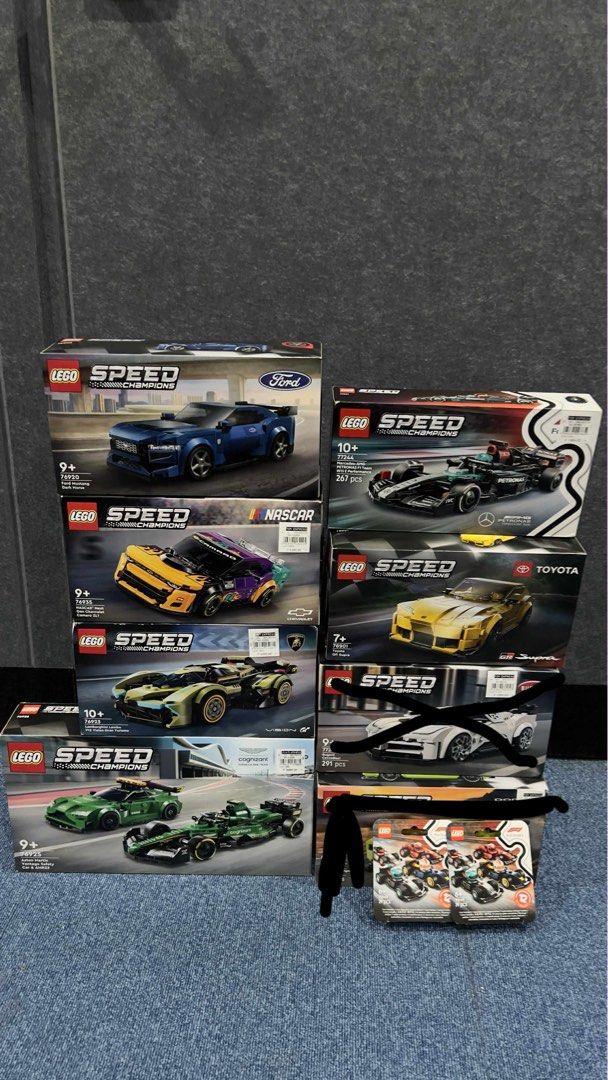 Speed Champions (Category: Lego & Building Sets) located in Manila. Submitted by declutterwithceej (Listing ID 1388477554, Image 1). Description: All Brand New Authentic (Sealed) 1 F1 Mercedes 1 Toyota Gr Supra (rare) 1 Ford Mustang 1 Camaro 1 Lambo 1 Aston Martin set of 2 2 Minifig ( Ferrari ) ( Williams) .