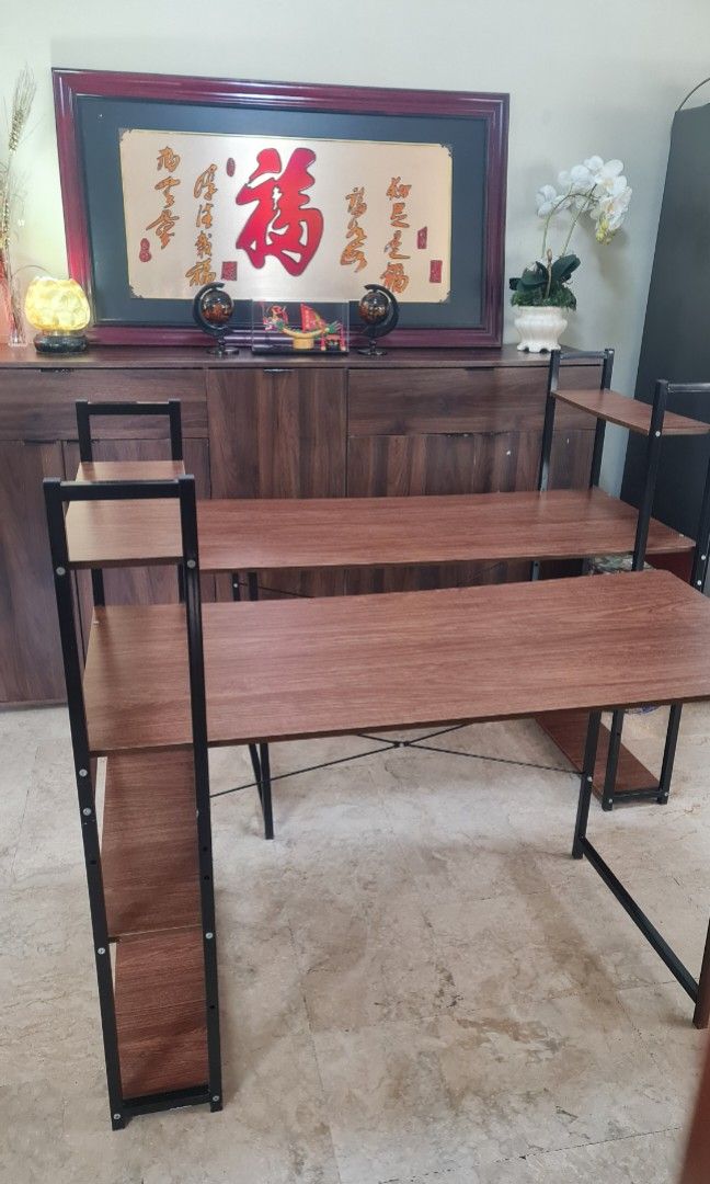 Study Table with Shelves (Category: Tables & Sets) located in Quezon City. Submitted by Patrice_Shop (Listing ID 1388369380, Image 1). Description: Study Table with Shelves ₱1,000 each (2 desks available) Location: Quezon City RFS: Moving Out Contact: 09778145851.