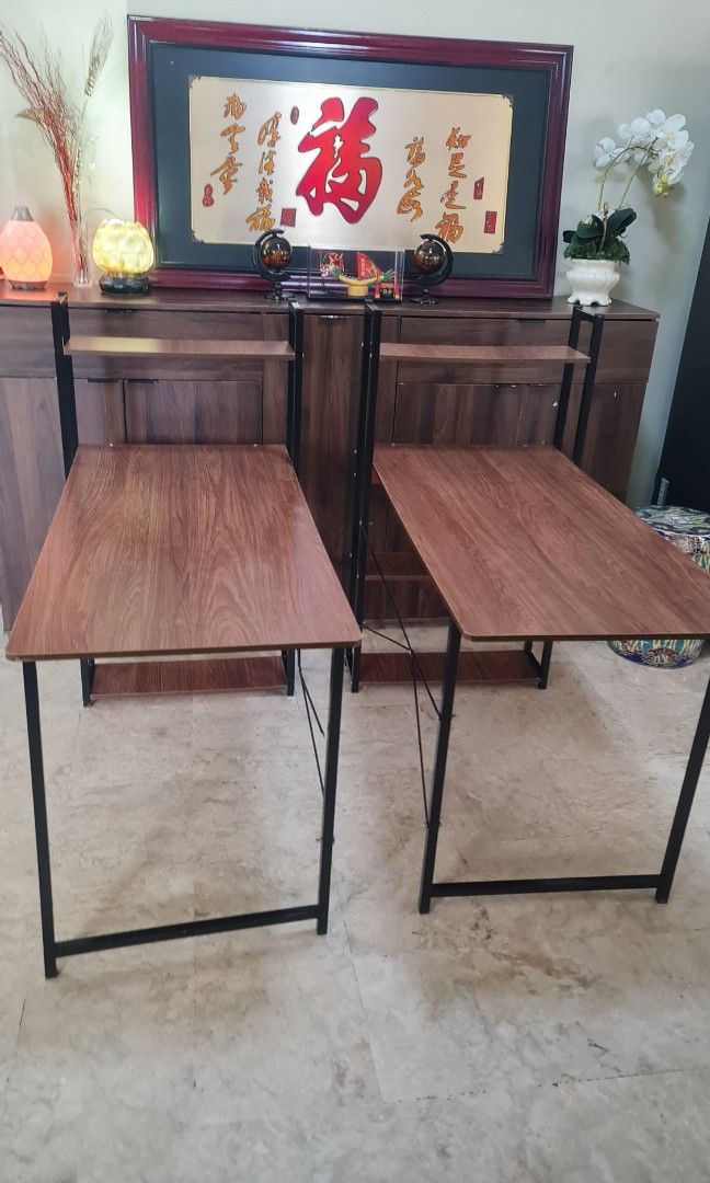 Study Table with Shelves (Category: Tables & Sets) located in Quezon City. Submitted by Patrice_Shop (Listing ID 1388369380, Image 2). Description: Study Table with Shelves ₱1,000 each (2 desks available) Location: Quezon City RFS: Moving Out Contact: 09778145851.
