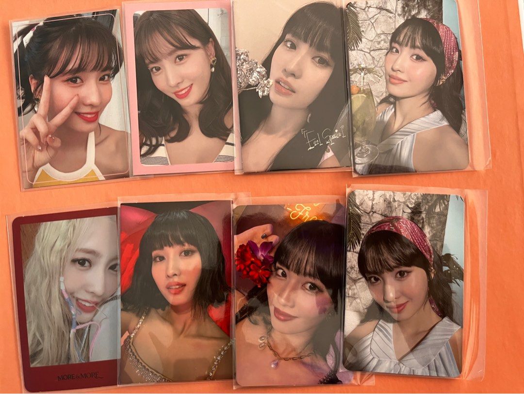 TWICE Momo Photocards (Category: K-Wave Merchandise) located in Cebu City. Submitted by jacsitems (Listing ID 1388308178, Image 1). Description: Summer Nights Feel Special More & More Eyes Wide Open Taste of Love.