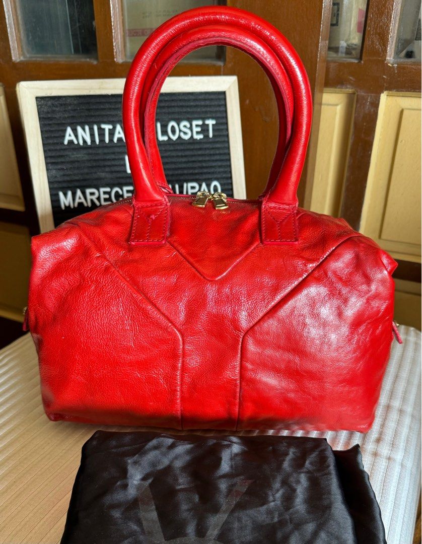 Authentic YSL (Category: Luxury Bags & Wallets) located in Manila. Submitted by chloe_luxuries (Listing ID 1388530461, Image 1). Description: Guaranteed Original YSL Easy small size in color Red Still in good condition with minor sign of used Comes with dustbag Pm for more details.