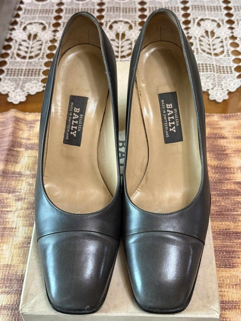 Bally Silver Gray Block Heels (Category: Heels) located in Makati City. Submitted by declutterteacher (Listing ID 1388601810, Image 2). Description: ❤️I'm size 7; 24CM 💙 Bought in Japan 💙 What you see is what you get 💙 Box included;with dust LAST PRICE POSTED.