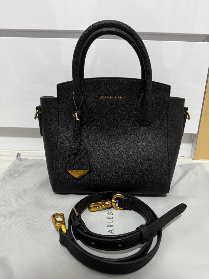 Charles Keith Harper Structured Top Handle Bag, Women's Fashion