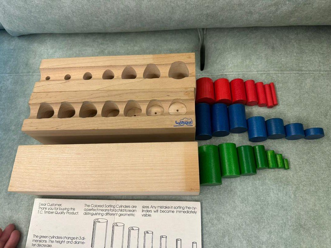 HABA COLORED SORTING CYLINDERS KNOBLESS T.C. TIMBER SOCKET MONTESSORI ...