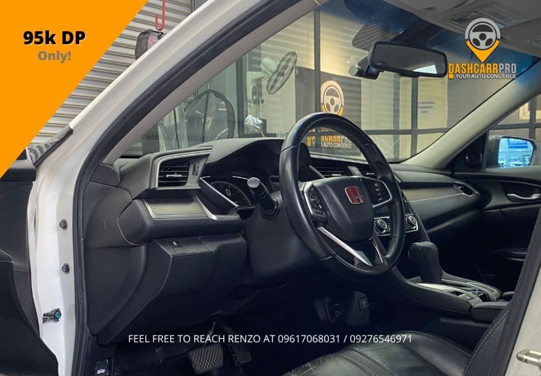 Honda Civic RS Turbo Auto (Category: Used Cars) located in Manila. Submitted by dashcarrpro (Listing ID 1388593467, Image 3). Description: ‼️400k worth of upgrades‼️ 2018 Honda Civic RS Turbo Automatic 🔸Well maintained unit 🔸Pearl white 🔸Automatic transmission 🔸Gas engine 🔸5 Seater sedan 🔸Leather seats seats 🔸Paddle shifter 🔸Carbon fiber upgrades 🔸Tein coilovers 🔸Original TE37 rims 🔸Michelin Pilot Sport tires 🔸Strut bar 🔸Full exhaust
