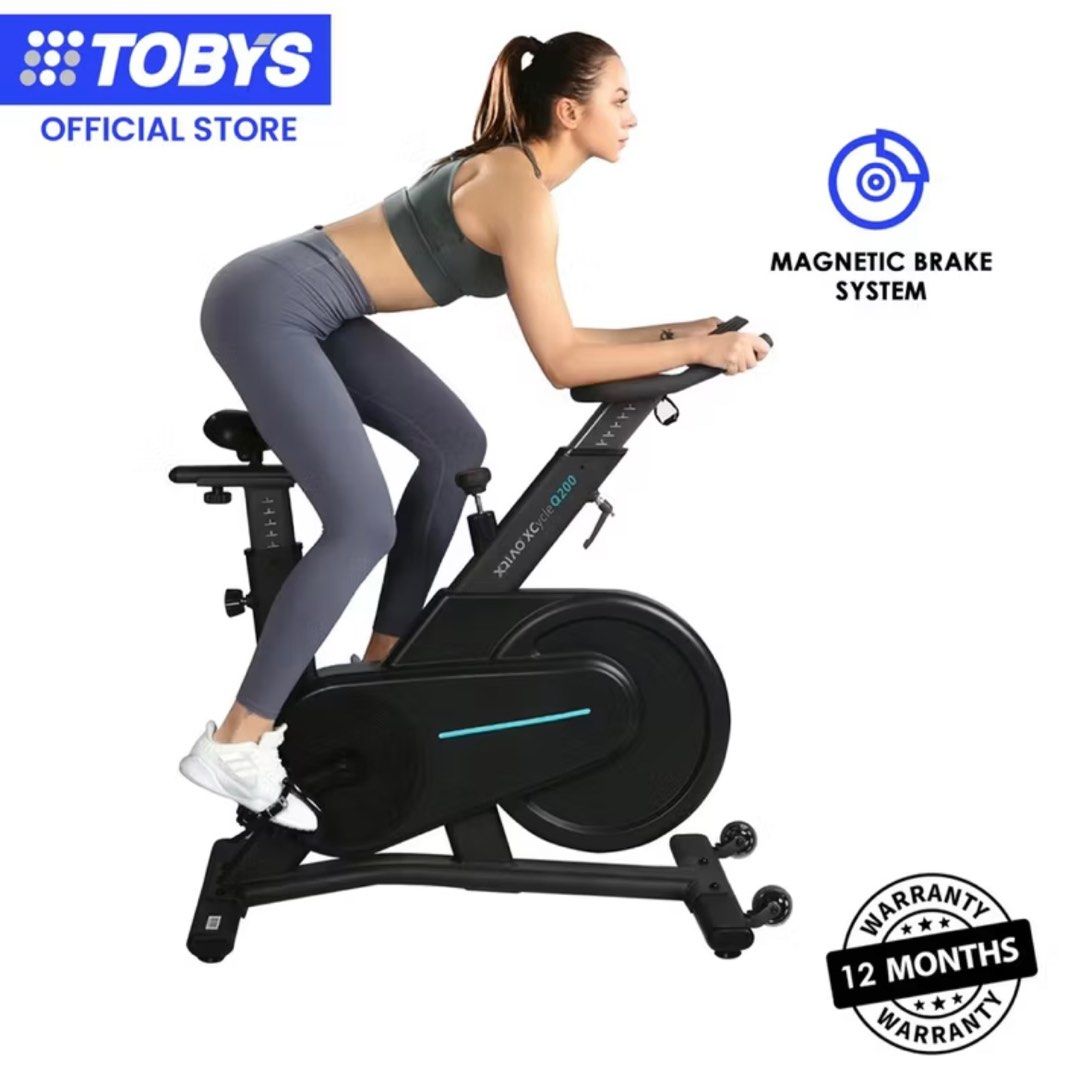 OVICX Q200 Spin Bike (Category: Other Sports Equipment and Supplies) located in Mandaluyong City. Submitted by blueliberationnotes (Listing ID 1388596311, Image 2). Description: Originally bought for P32,595. Warranty lapsed but working like new. Barely used..