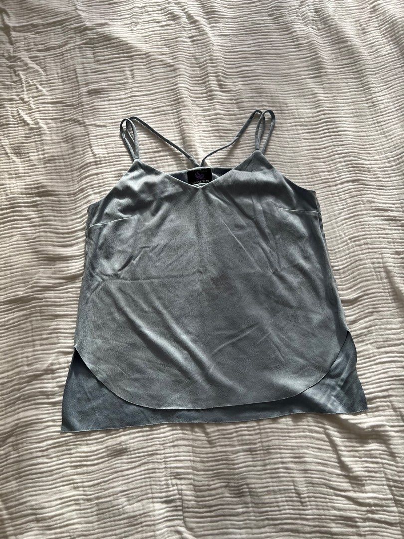 PLAINS & PRINTS Suede Top in Light Blue (Category: Sleeveless) located in Antipolo. Submitted by prebym_ (Listing ID 1388616877, Image 1). Description: .