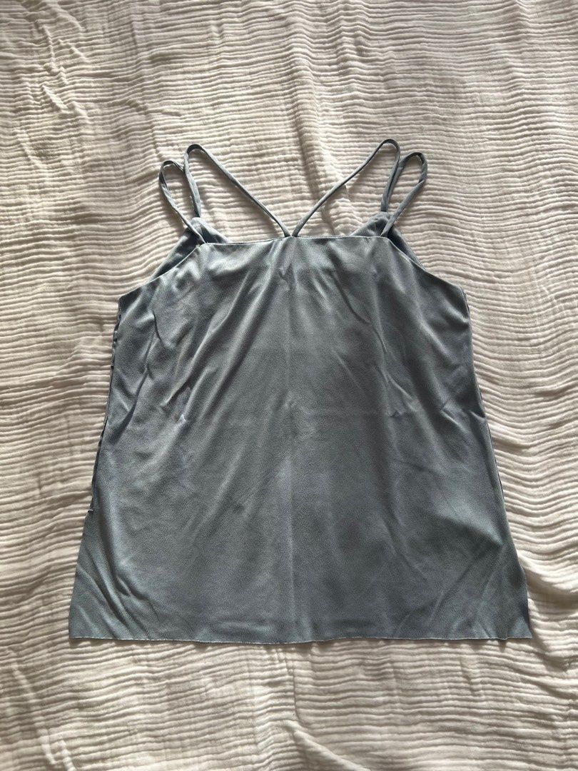 PLAINS & PRINTS Suede Top in Light Blue (Category: Sleeveless) located in Antipolo. Submitted by prebym_ (Listing ID 1388616877, Image 2). Description: .