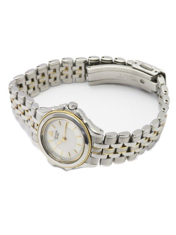 Pre-owned Seiko Credor Pacific Watch GSAS034 4J81-0B10 61**** Women's Quartz (Category: Luxury Watches) located in Las Pinas. Submitted by daisuki_japan_luxury_by_reiko (Listing ID 1388634250, Image 2). Description: Name CREDOR Pacific Model number GSAS034 4J81-0B10 year model No. 61**** type Women's color Silver kinds Quartz watch Material Stainless steel/yellow gold/glass windshield size Case diameter: approx. 25mm, wrist circumference: approx.