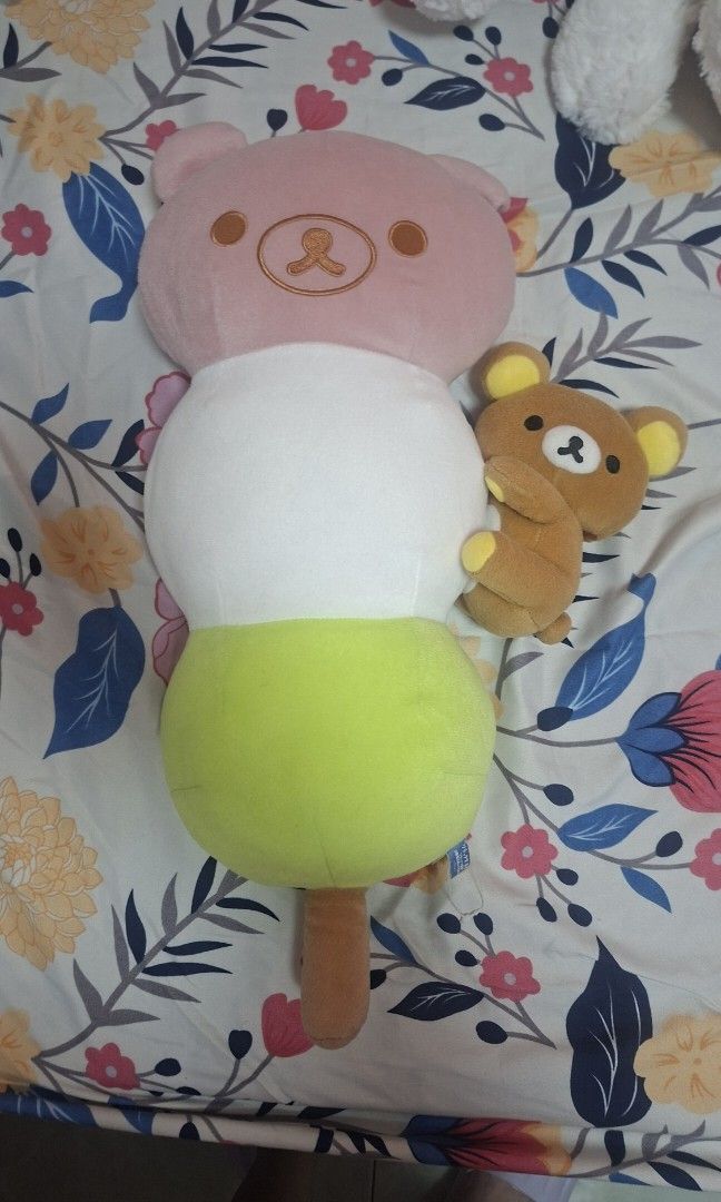 Rilakkuma Dango Plush Plushie Stuffed Toy Large (Category: Plushies & Soft Toys) located in Santa Rosa. Submitted by fayeried (Listing ID 1388591459, Image 1). Description: • No paper tag, but with etiketa, good condition •Gcash/Maya/Seabank payment /Meet-up: SM Sta. Rosa/Robinsons Los Baños •Loc: Sta. Rosa/Los Baños Laguna, MOD: J&T/LBC Dimensions from website: Size of dango approx 50cm (H) x 21cm (W) x 12cm (D) Size of mascot approx 11cm (W) x 