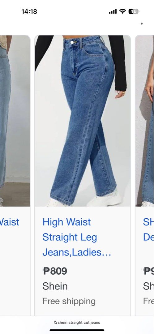 SHEIN HIGHWAIST STRAIGHT CUT JEANS (Category: Jeans) located in San Mateo. Submitted by joysterr (Listing ID 1388559784, Image 3). Description: Bought from Shein Japan, used only twice, still in great condition. thick fabric, not stretchable. perfect for tall girlies out there! :)) XS on tag. w- 26-27 l - 42 .