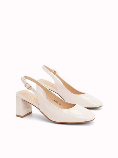 Sofab! Cream slingback heels closed toe (Category: Heels) located in Quezon City. Submitted by cluttercat_ (Listing ID 1388506831, Image 1). Description: Used 2x only for an event Size 37 (But I'm 38 fits to mine din) Slingback pumps Hook and buckle fastening 2.4" heel 📍 Pasay.