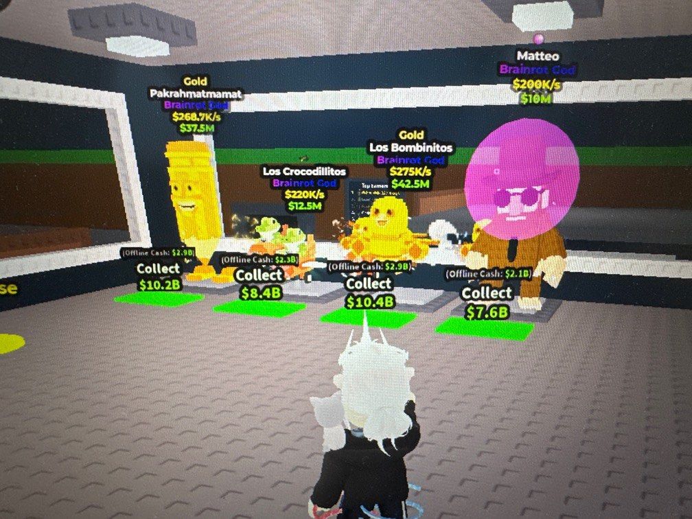 Steal A Brainrot (Brainrot Gods) (Category: In-Game Products) located in Caloocan City. Submitted by sneakr_kicks (Listing ID 1388596430, Image 3). Description: Starting price 30! Check Photos for the cash earned Cheaper for bulk offers! Open for preorders! (2-7days) Take all:1050 (orig price:1235) Matteo-70 (bubblegum) Los bombinitos-75 (gold) Los cricodilitos-65 Pakrahmatmamat-80 (gold) (2) Trenostruzzo turbo 3000-60 each (110 for both (2) Coco