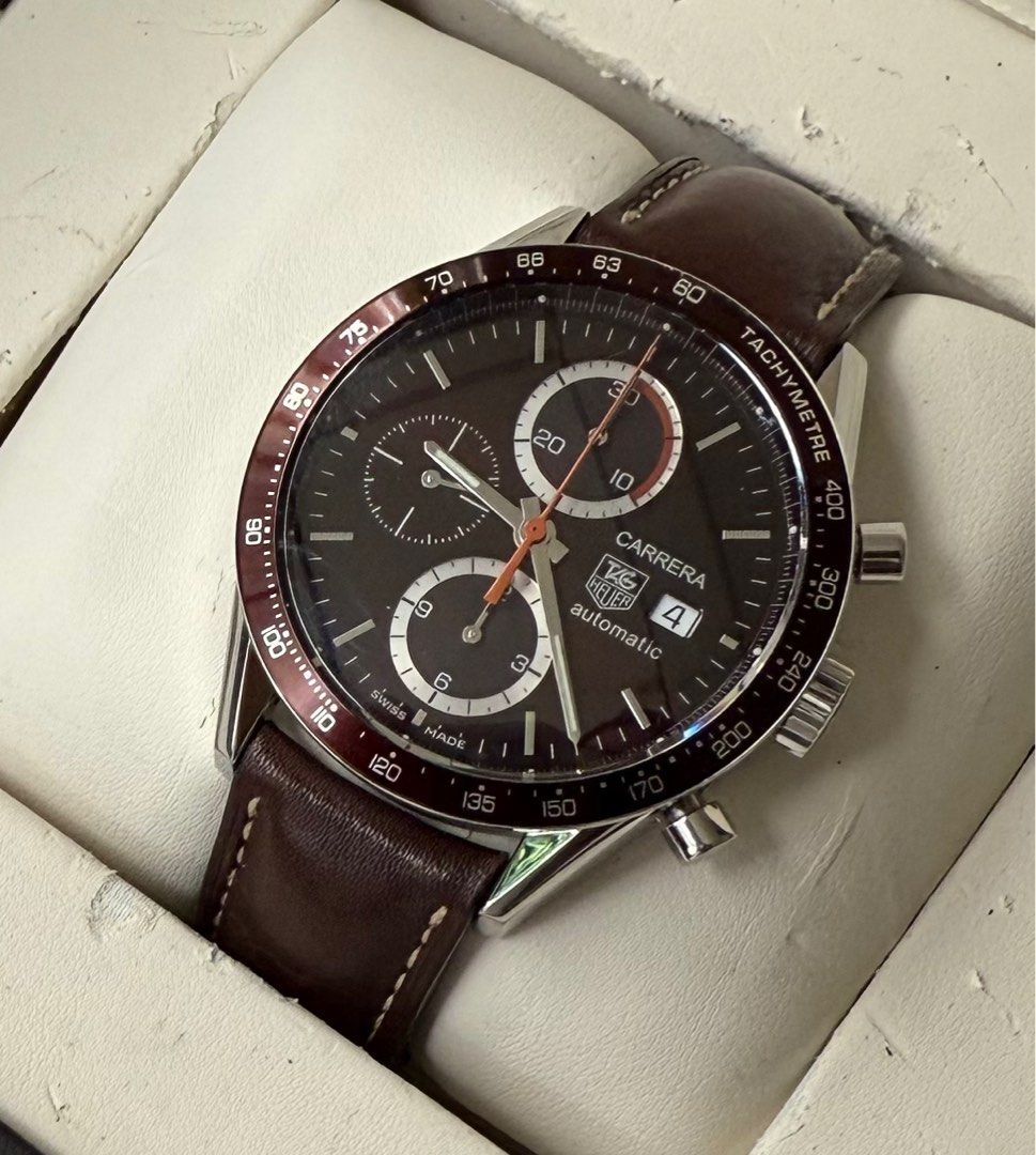 Tag Heuer Carrera Choco Calibre 16 (Category: Luxury Watches) located in Quezon City. Submitted by pedro_demain (Listing ID 1388564872, Image 1). Description: Tag heuer Carrera Choco Cv2013 model 41mm Caliber 16 automatic With box & manual only 9/10 condition Qc area 09955225741.