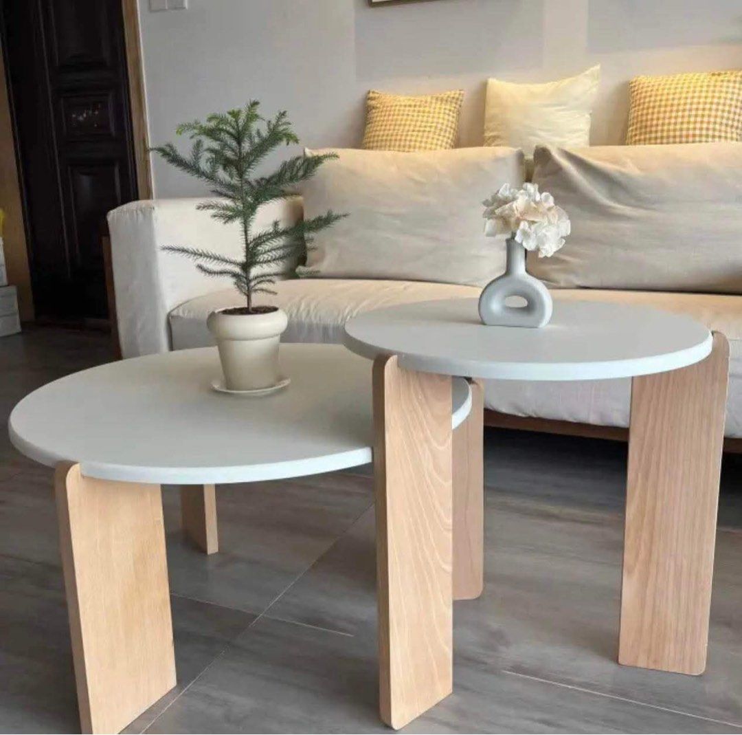 Val Scandi Nesting Table Set (Category: Tables & Sets) located in Manila. Submitted by dolorchris69891 (Listing ID 1388641560, Image 1). Description: Sale‼️ Scandi Nesting Table Set 70cm 3,800 50cm 3,200 Set - 5,500 Laminated Mdf Top Solid Wood Legs.