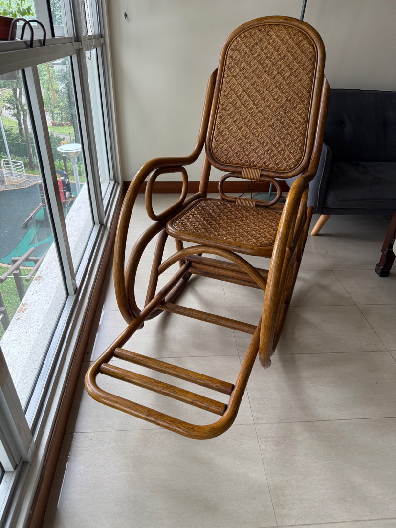 Vintage Rattan Rocking Chair, Furniture & Home Living, Furniture ...