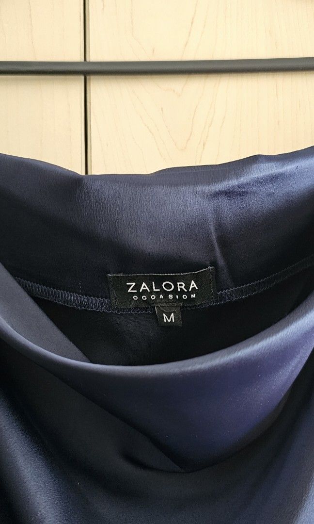Zalora navy satin dress (Category: Dresses) located in Makati City. Submitted by joieisdecluttering (Listing ID 1388572162, Image 2). Description: .