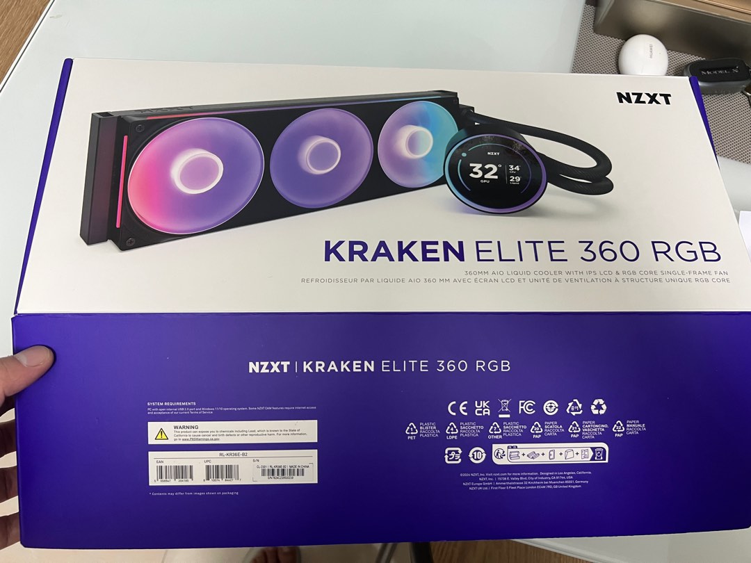 99%新，有盒有單有保，NZXT Kraken Elite 360 RGB 水冷散熱器, 電腦＆科技, 電腦周邊及配件, 電腦周邊產品-  Carousell
