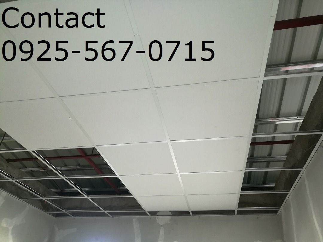 ACOUSTIC BOARD PVC LAMINATED CEILING T RUNNERS AND WALL ANGLE (Category: Construction & Building Materials) located in Malolos. Submitted by miguelvalerio701 (Listing ID 1388702142, Image 3). Description: LAMINATED GYPSUM BOARD (LEMON SKIN or ORANGE SKIN) 1.) 2'x4' ; 603mm x 1212mm x 9mm 2.) Main tee 12ft = 140 3.) Long cross tee 4ft = 42 4.) Short cross tee 2ft = 24 5.) Wall angle 10ft = 120 Mineral Fiber Acoustic Ceiling Board CKM Boards is a h