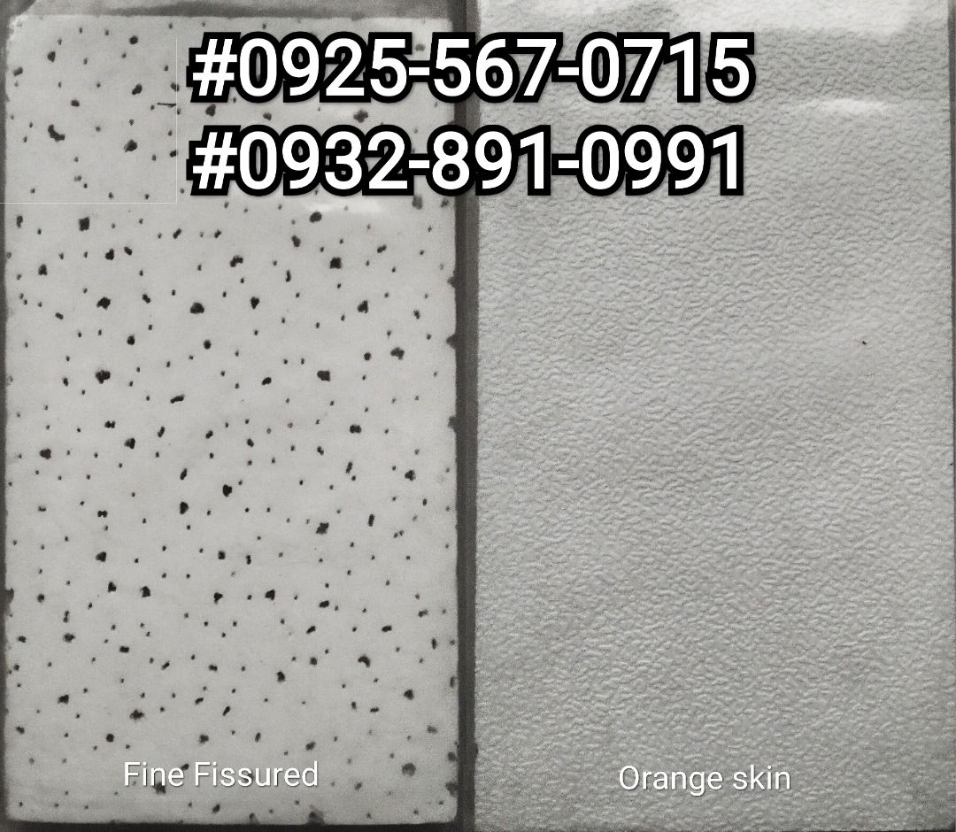 ACOUSTIC BOARD PVC LAMINATED CEILING T RUNNERS AND WALL ANGLE (Category: Construction & Building Materials) located in Malolos. Submitted by miguelvalerio701 (Listing ID 1388702142, Image 1). Description: LAMINATED GYPSUM BOARD (LEMON SKIN or ORANGE SKIN) 1.) 2'x4' ; 603mm x 1212mm x 9mm 2.) Main tee 12ft = 140 3.) Long cross tee 4ft = 42 4.) Short cross tee 2ft = 24 5.) Wall angle 10ft = 120 Mineral Fiber Acoustic Ceiling Board CKM Boards is a h