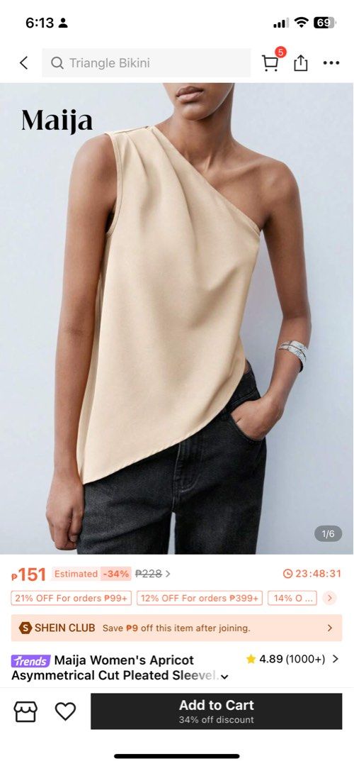 Asymmetrical Cut Pleated Casual Top (Category: Sleeveless) located in Zamboanga. Submitted by _kaoru (Listing ID 1388821311, Image 1). Description: Price is negotiable! Just “make an offer” in the chat box :).