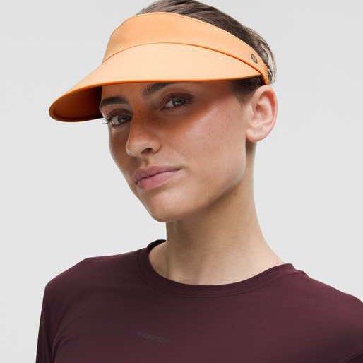 authentic lululemon visor rock melon fast paced wide band running