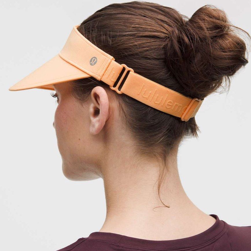authentic lululemon visor rock melon fast paced wide band running