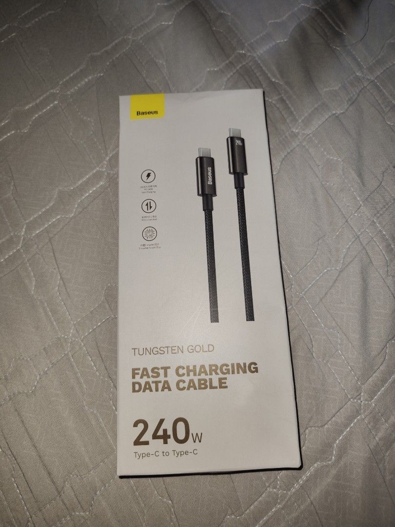 Baseus 240w type C to Type C (Category: Cables & Adaptors) located in Caloocan City. Submitted by zealwind.6c23d3 (Listing ID 1388720421, Image 1). Description: Never been used RFS: wrong size selected.