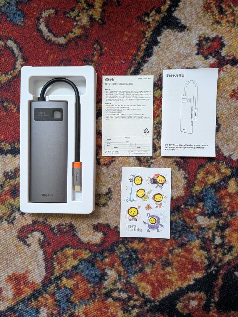 Baseus USB C HUB 6-in-1 (Category: Cables & Adaptors) located in Cainta. Submitted by siena310 (Listing ID 1388767051, Image 3). Description: ***ITEM IS AVAILABLE IF YOU CAN SEE THIS MESSAGE. Questions will be ignored if answers can be found below. LAST PRICE POSTED. Hagglers will be blocked. - complete box - bought from Baseus store in l/azada 2 months ago - barely used Shipping from Cainta, Rizal. Same day (GrabExpress, Lalamove) or J&T. MOP: a