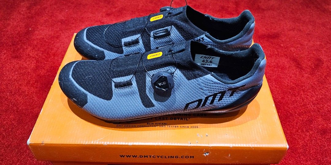 DMT KM3 Cycling Shoes (Category: Bicycles) located in Manila. Submitted by jdr77 (Listing ID 1388765214, Image 1). Description: Used around 4 or 5 times until I realized my feet needed bigger shoes. Missing one screw that can be replaced. Comes with box..