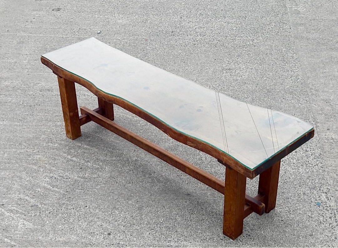 Live edge rustic long console/coffee table with glass on top (Category: Tables & Sets) located in Bulacan. Submitted by rock_off.thriftshop.ph (Listing ID 1388831962, Image 1). Description: .