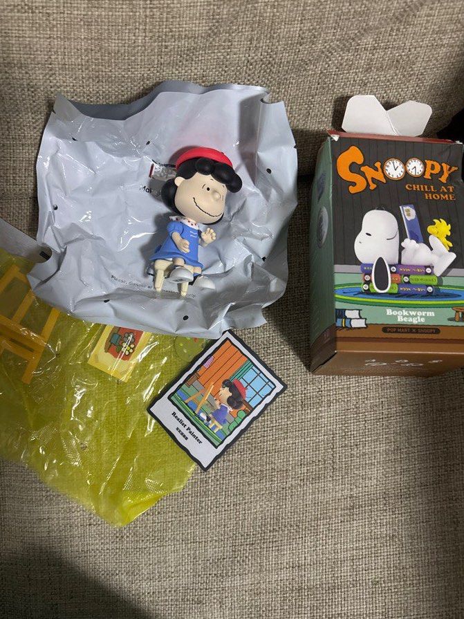 Popmart Snoopy Chill at Home - Lucy Painter (Category: Designer & Blind Box Toys) located in Calamba. Submitted by cur8d (Listing ID 1388863465, Image 1). Description: opened blind bag ( Lucy) accessories- sealed.