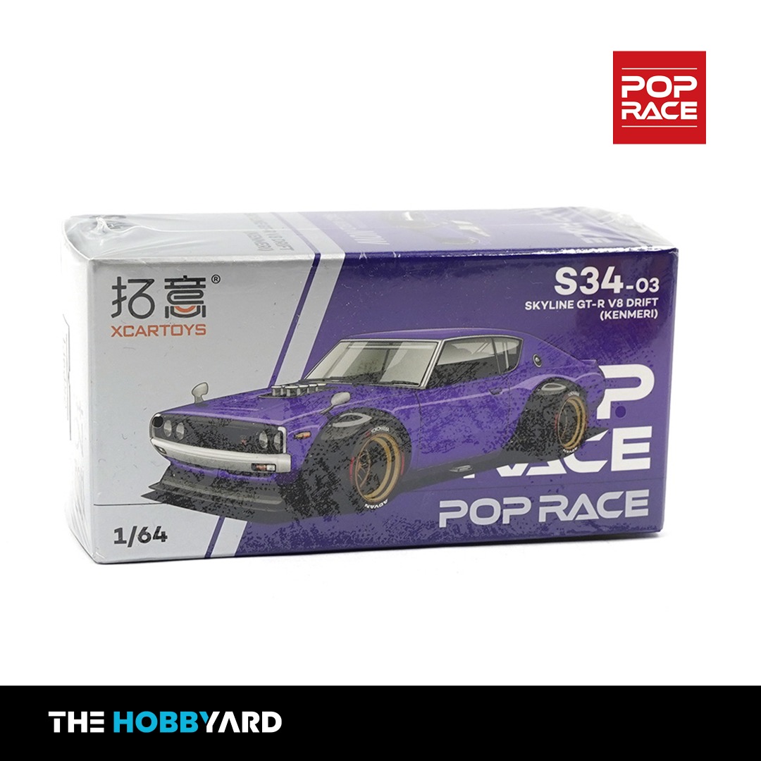 READY STOCK] Pop Race 1/64 Skyline GT-R V8 Drift Purple S34-03