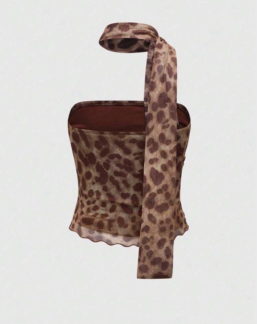Shein Leopard Ruched Tube Top (Category: Sleeveless) located in Navotas City. Submitted by PATTY (Listing ID 1388889053, Image 2). Description: Scarf not included! Used once Size: Small Mop: Gcash Mod: Lalamove, Flash Express, Jnt, Lbc.