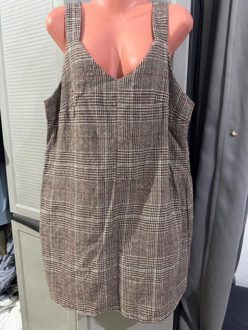 Shein Overall Dress (Category: Dresses) located in Manila. Submitted by andmaefab (Listing ID 1388847275, Image 1). Description: -Shein -size 0XL -woven fabric -used once only *see pics for when worn *manage your expectations .