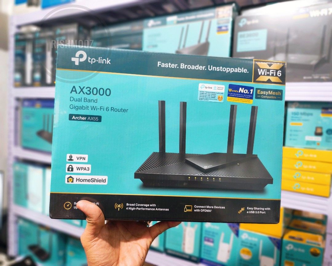 TP-LINK AX3000 ARCHER X55 WIFI 6 ROUTER (Category: Networking) located in Taguig. Submitted by rm.itech051523 (Listing ID 1388874381, Image 3). Description: Brandnew and sealed with 7days store replacement & 12 months Service warranty AVAILABLE FOR PICKUP and DELIVERY VIA LALAMOVE/GRAB/ANGKAS/MOVEIT MODE OF PAYMENT ☑️ COD ☑️ COP ☑️GCASH ☑️ MAYA ☑️ BANK TRANSFER ☑️ CREDIT CARD ☑️ DEBIT CARD STORE LOCATION: CENTRAL SIGNAL VILLAGE TAGUIG ..