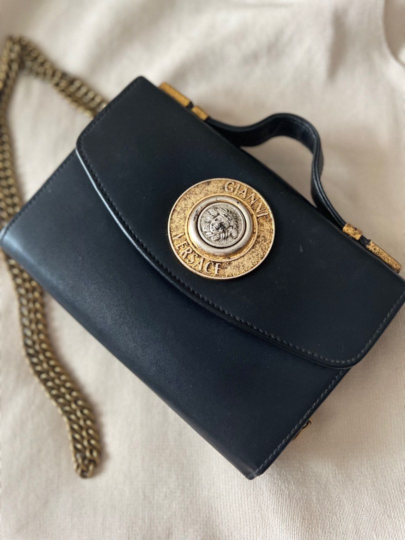 Versace Medusa Vintage Sling bag (Category: Luxury Bags & Wallets) located in Makati City. Submitted by fashionstylistmanila (Listing ID 1388794241, Image 2). Description: Vintage pice Nice leather Hardware stains Self authenticate #vintagebag #luxuryvintagebag .