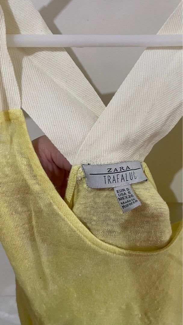Zara A-line blouse (Category: Blouses) located in Taguig. Submitted by lam_decluttering (Listing ID 1388767853, Image 3). Description: Loose Linen Tank top Zara Trafaluc top color: yellow.