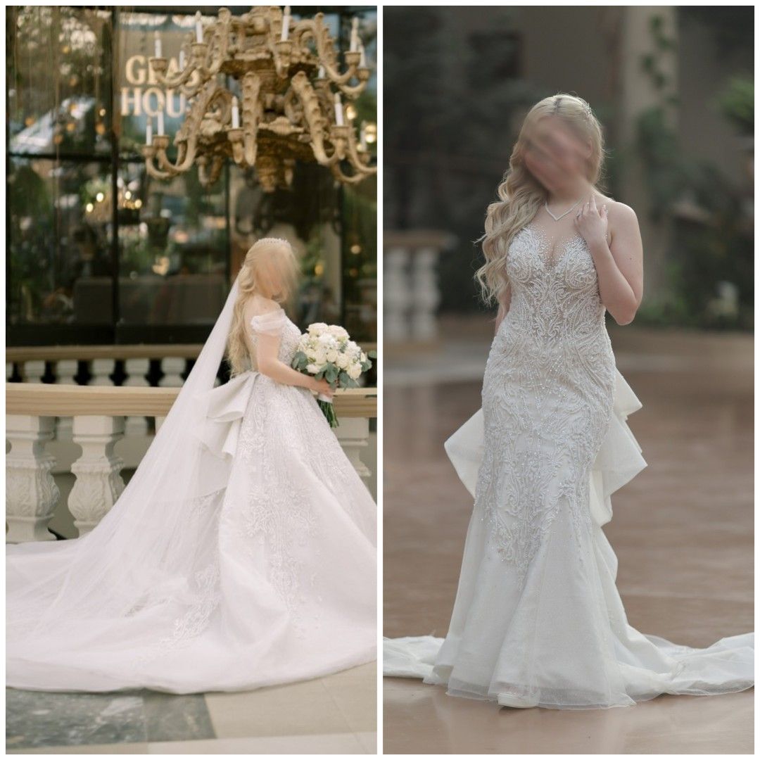 2-in-1 Designer Wedding Gown (bought Php230,000) (Category: Dresses) located in Makati City. Submitted by gelinep (Listing ID 1388962233, Image 1). Description: 👑 2-in-1 Wedding Gown - Custom ball gown & reception dress in 1 - Embellished in Swarovski crystals - Can be styled into 5 different versions - By a popular bridal designer, Jazel Sy - Used 2024 - Dry cleaned and ready for you to wear! ℹ️ Bought for Php230,000 NO RENTALS, SORRY. 😊 Bride