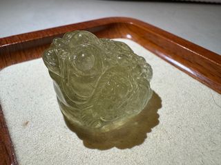 全新 精品 天然星沙 利比亞黃隕 金蟾 黃隕 水晶招財擺件64196896355201110