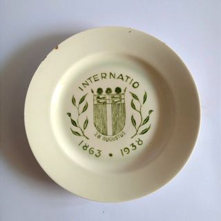Antik Piring Porselen Eropa Tua Peringatan Internatio 28 Agustus 1863 - 1938 Langka Kuno Layak Koleksi