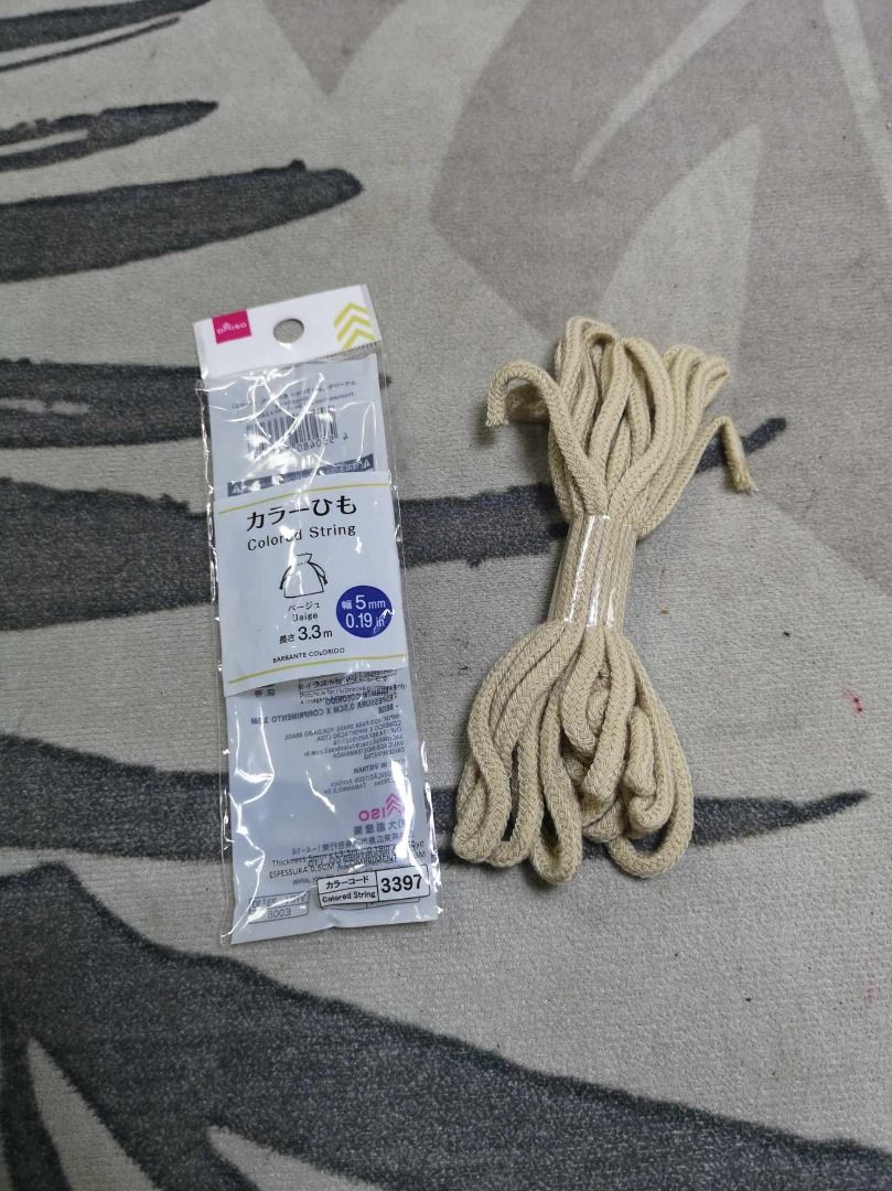 Beige Colored String (Category: Craft Supplies & Tools) located in Santa Cruz. Submitted by jmy_surplus.2 (Listing ID 1389053958, Image 1). Description: Size ; 5mm 0.19 Color ; Beige Type ; String Brand ; No brand Material ; Nylon Style ; Beige Colored String MK D9 JMY 5 Batch #143.