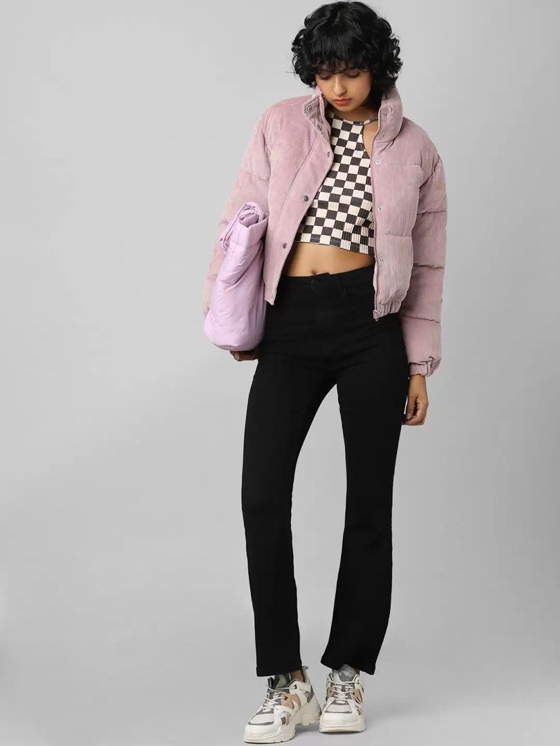 Corduroy Puff Jacket (Category: Coats, Jackets and Outerwear) located in Manila. Submitted by mxriella (Listing ID 1388983134, Image 3). Description: ▫️Pink Corduroy Puff Jacket ▫️Perfect for winter and autumn ▫️Used once in Taiwan ▫️Bought it for 4k on IG 🥹 ▫️ Has a mock collar ▫️Button closure ▫️Sobrang gandaa ▫️HQ.