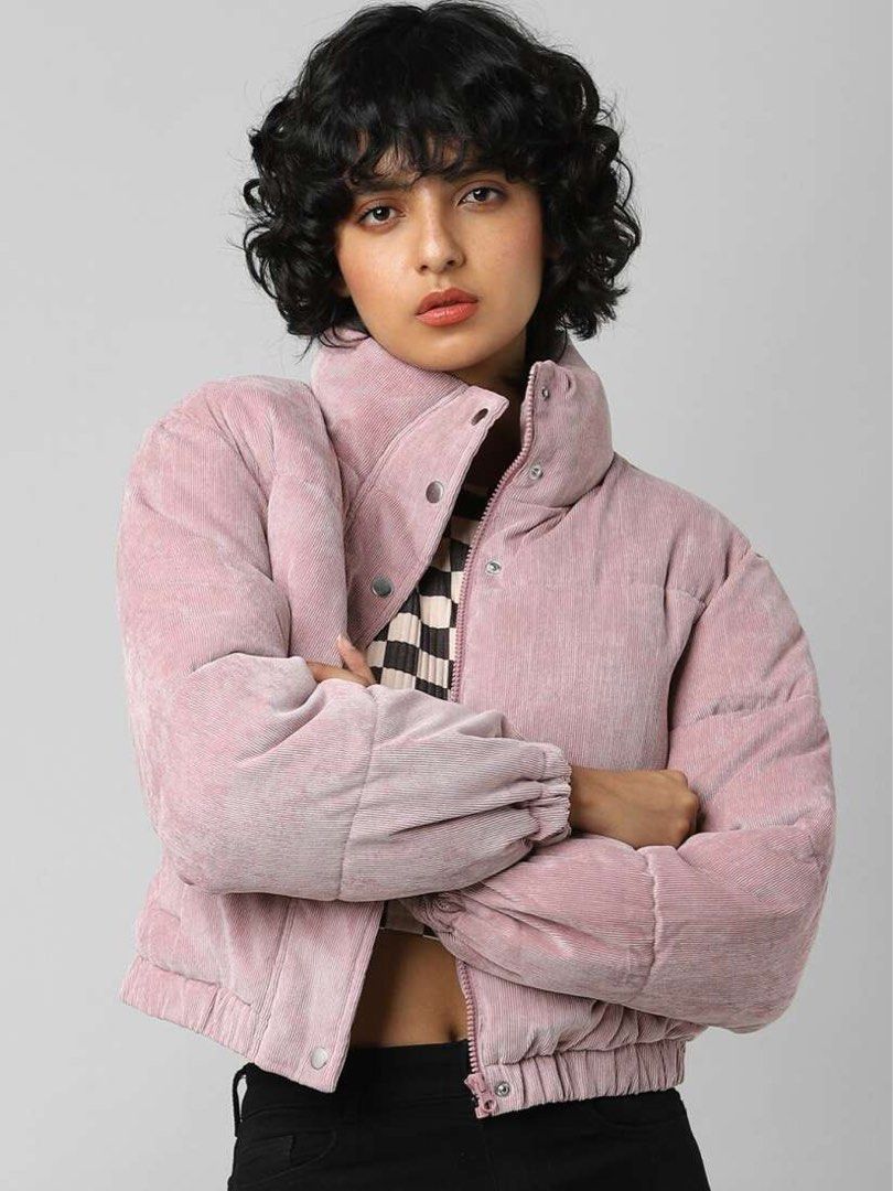 Corduroy Puff Jacket (Category: Coats, Jackets and Outerwear) located in Manila. Submitted by mxriella (Listing ID 1388983134, Image 1). Description: ▫️Pink Corduroy Puff Jacket ▫️Perfect for winter and autumn ▫️Used once in Taiwan ▫️Bought it for 4k on IG 🥹 ▫️ Has a mock collar ▫️Button closure ▫️Sobrang gandaa ▫️HQ.
