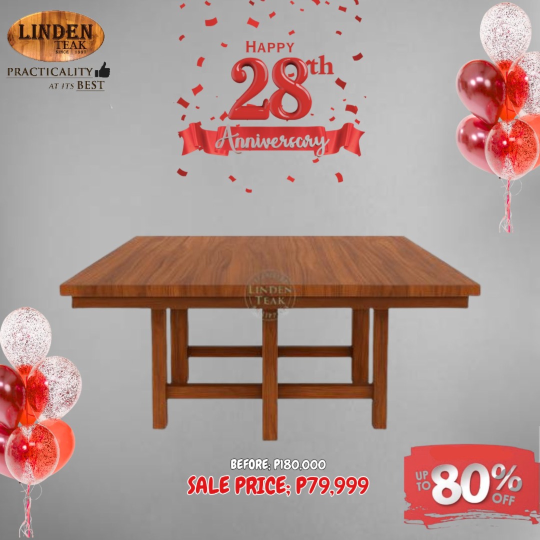 Handcrafted Solid Teak Wood Modest Dining Table 180CM, Furniture & Home ...