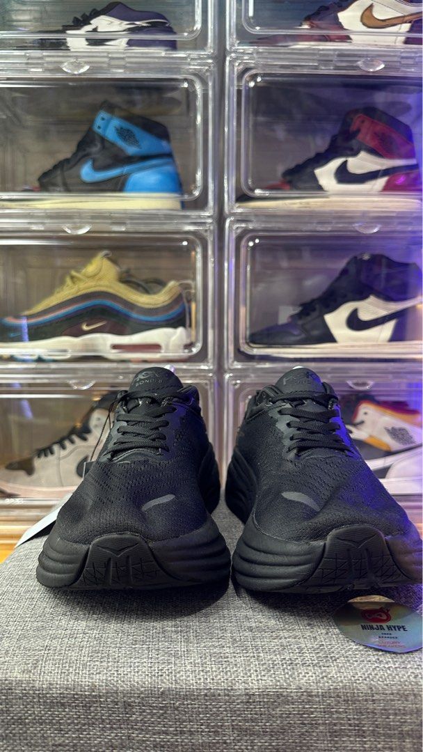ゲルレゾリューションXワイド 25.5cm HOKA BONDI 8 WIDE FULL BLACK SHOES RUNNING, Fesyen Pria, Sepatu