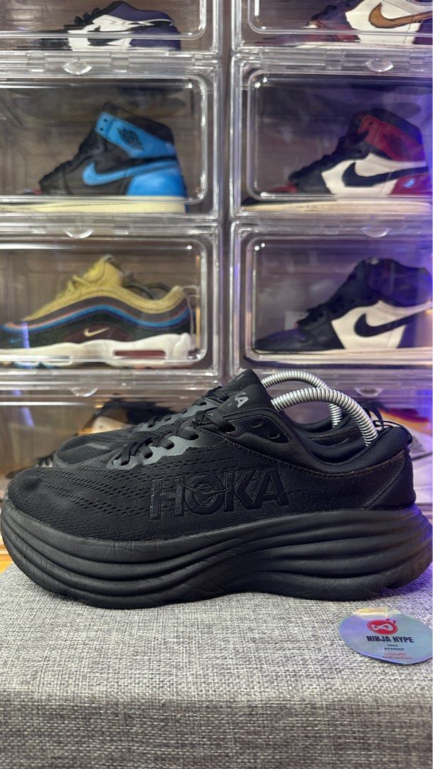 ゲルレゾリューションXワイド 25.5cm HOKA BONDI 8 WIDE FULL BLACK SHOES RUNNING, Fesyen Pria, Sepatu
